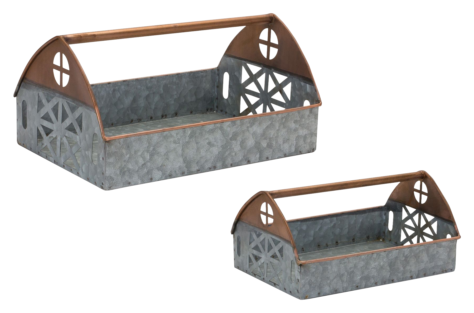 Melrose International Galvanized Metal Barn Caddy Trays Set of 2 | Cabela's